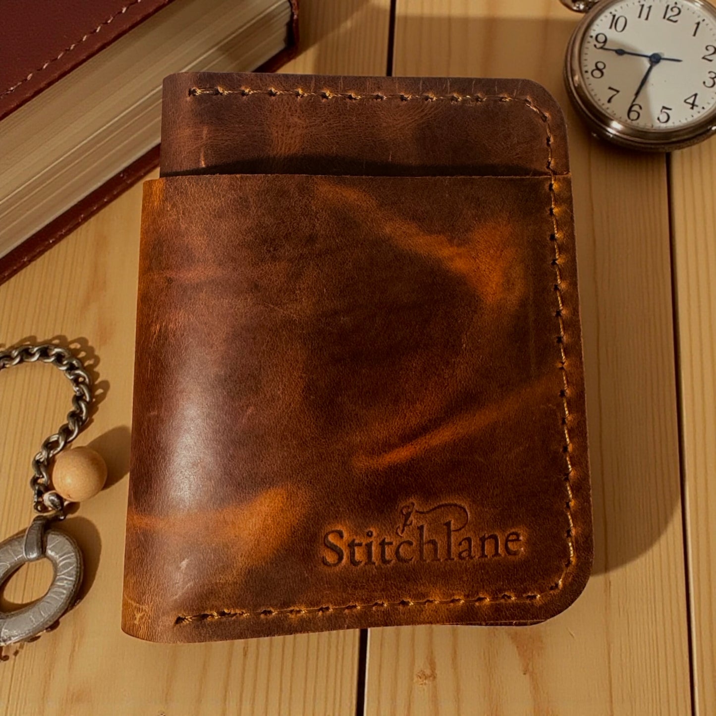 The Nomad Hand Stitched Brown Bifold Wallet