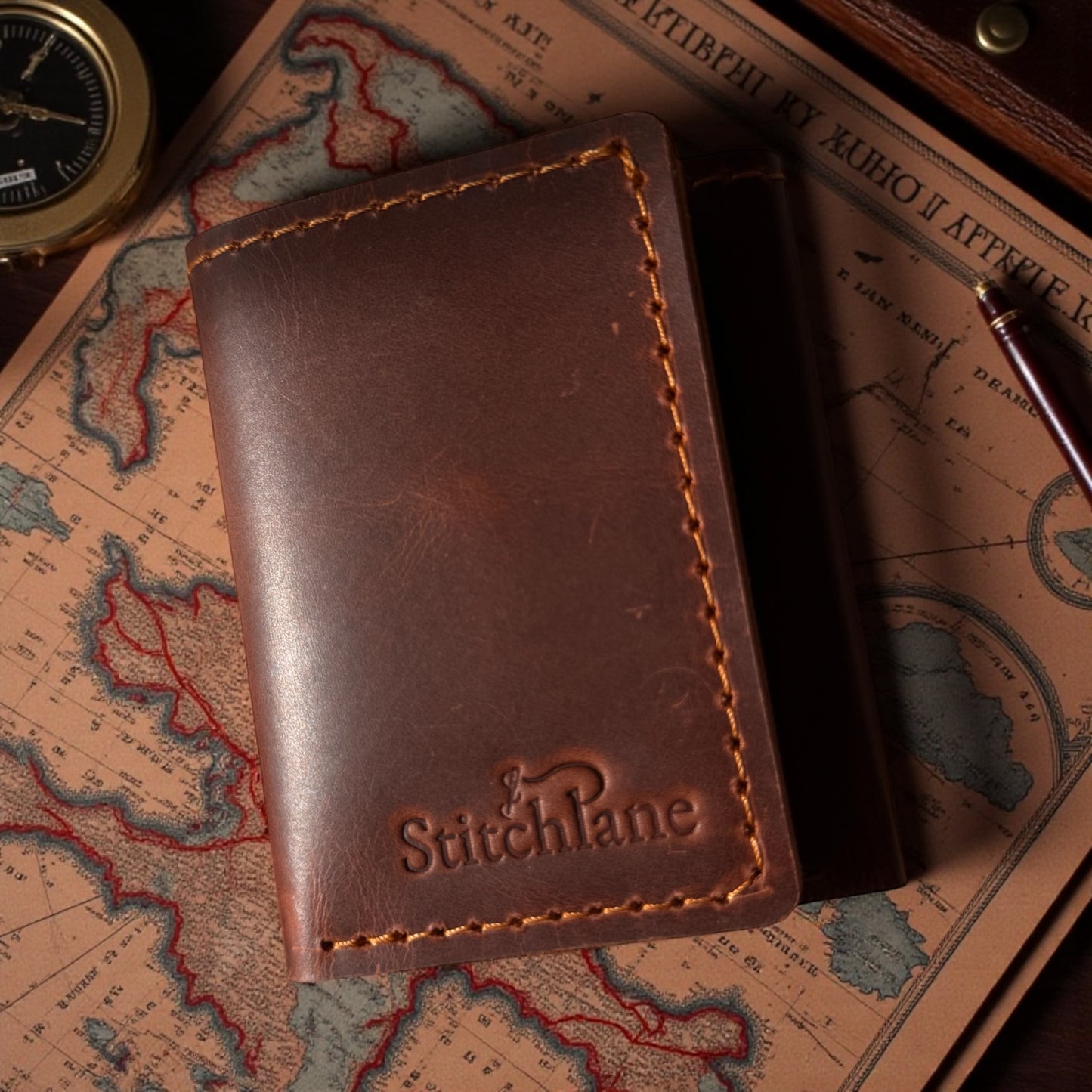 Trifold hand Stitched Leather wallet