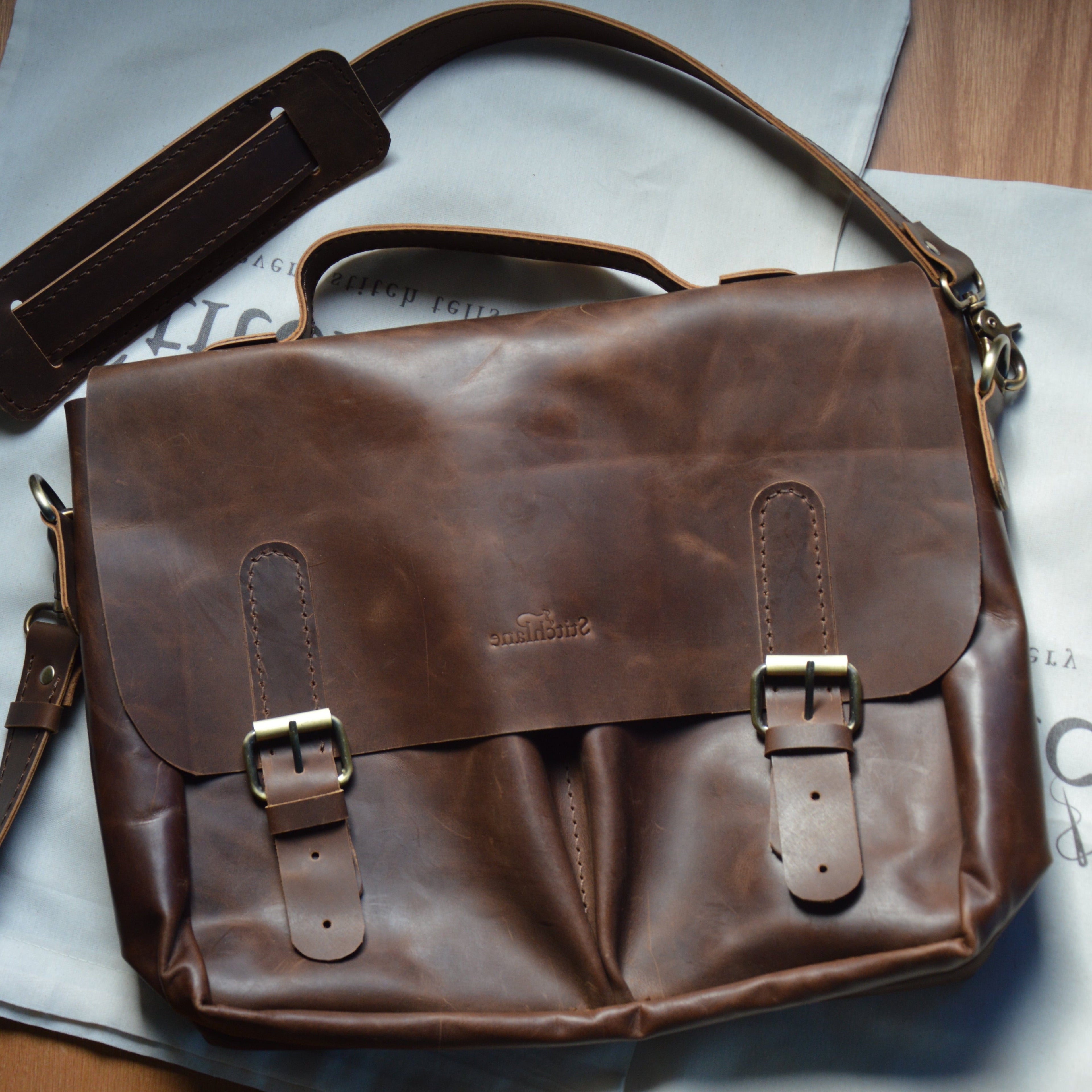 Italian "Old-Money" Handcrafted Leather Laptop Bag