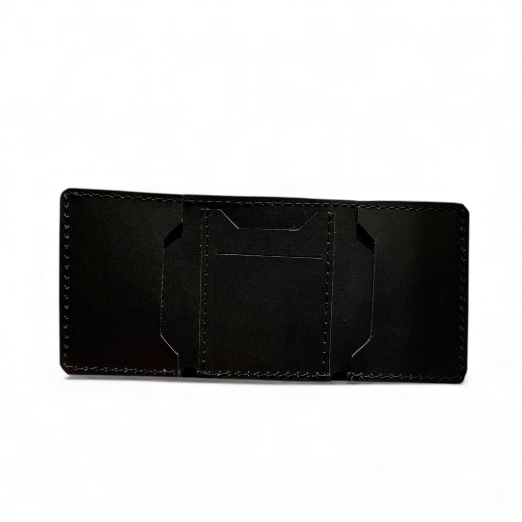 Black Trifold hand Stitched Leather wallet
