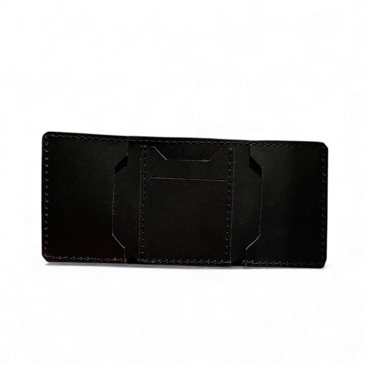 Black Trifold hand Stitched Leather wallet