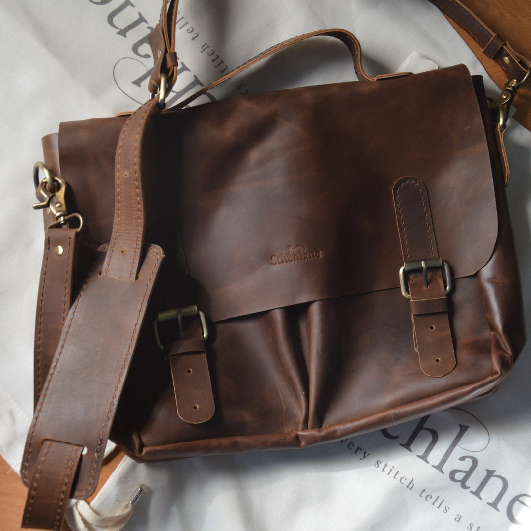 Italian "Old-Money" Handcrafted Leather Laptop Bag-Unisex